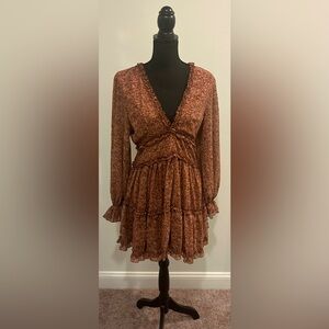 She + Sky V Neck Floral Print Dress - Size Large